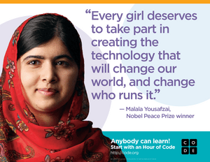Downloadable PDF poster featuring a quote by Nobel Peace Prize Winner Malala Yousafzai