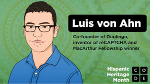 Downloadable PDF poster featuring Luis von Ahn who is the co-founder of Duolingo