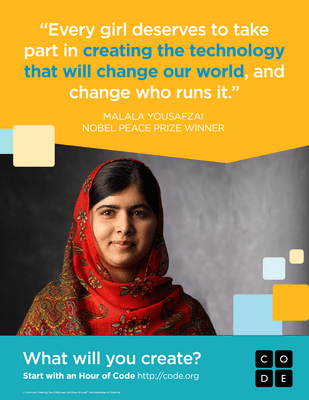 Downloadable PDF poster featuring Malala Yousafzai, Nobel Peace Prize Winner