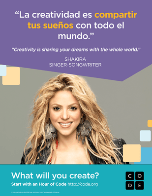 Downloadable PDF poster featuring Shakira, Singer-Songwriter